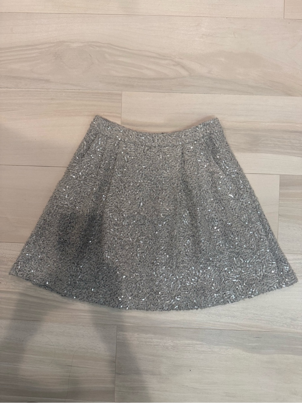 Alice+Olivia Gray Sequin Tweed A-Line Skirt